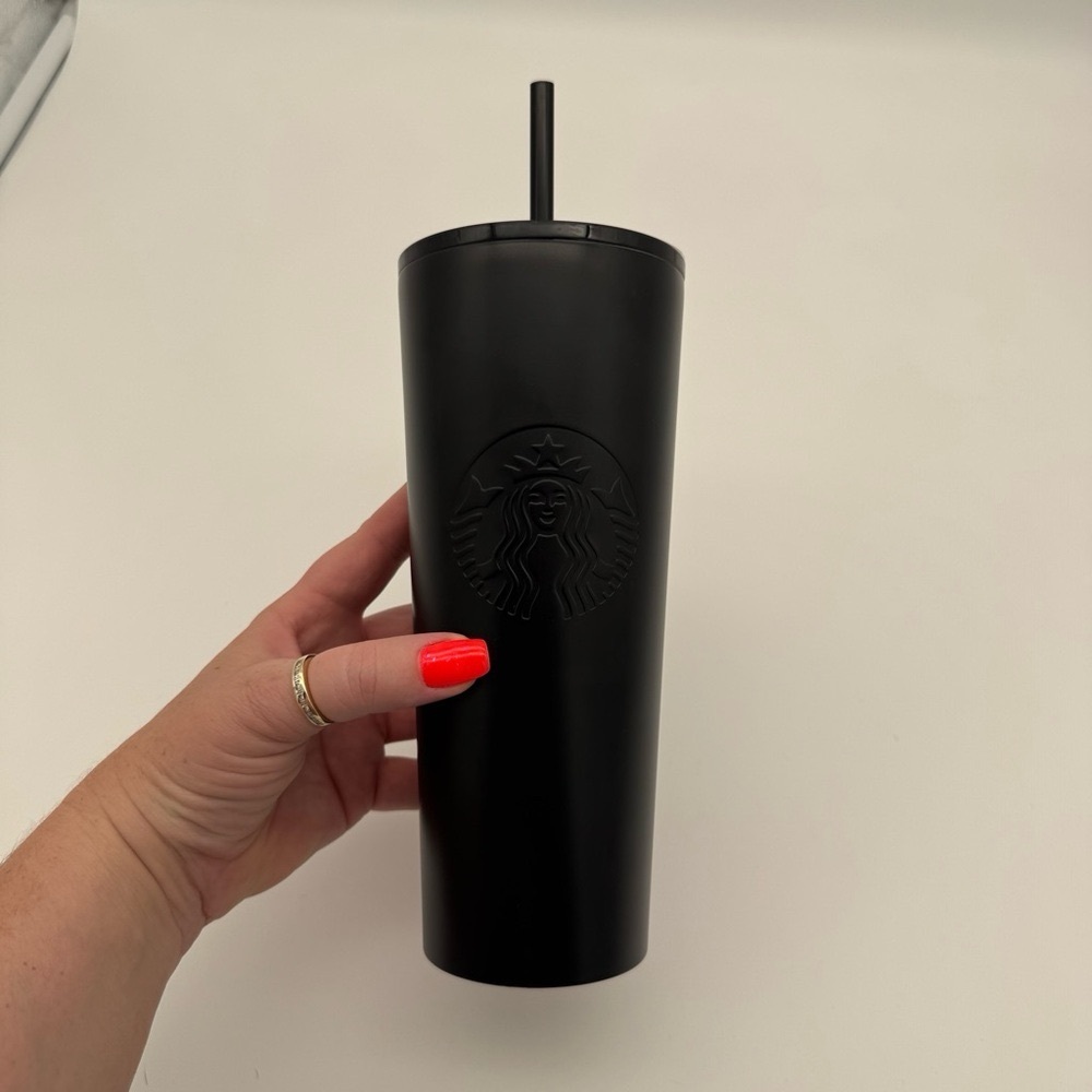 Starbucks Matte Black Tumbler Cup Venti Double Walled Stainless Cold Cup 20 oz - Picture 11 of 13